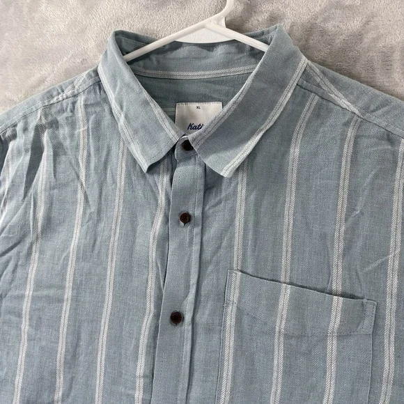 Katin Shirt men's XL Button Up Striped Short Sleeve Casual Chest Pocket Beach - Picture 2 of 11